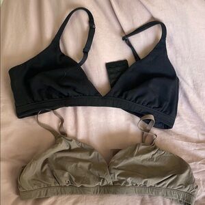 Black and Olive Bralette Set